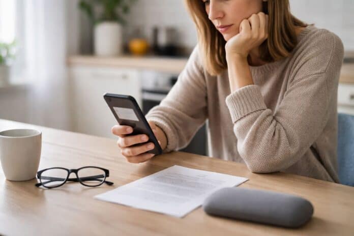 Nachdenklich nach Arztbesuch am Küchentisch