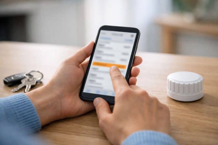 Überzahlung am Smartphone prüfen (Küchentisch)